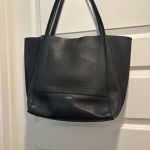 Balkier Black Leather Tote Bag